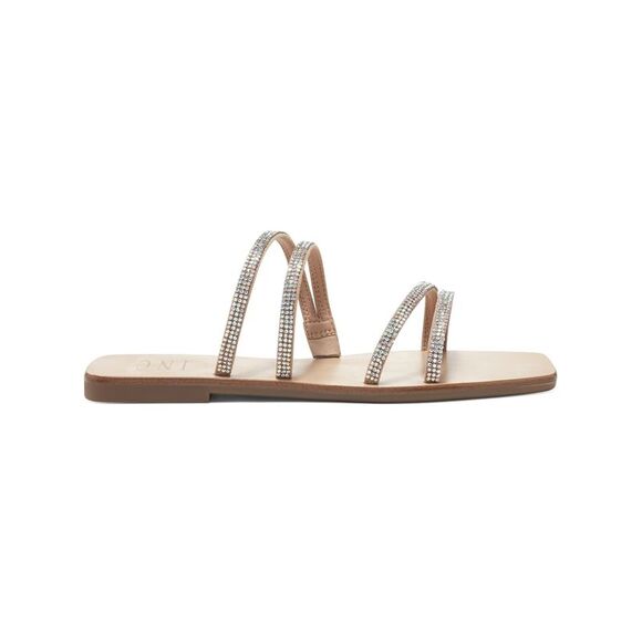 INC Womens Beige Rhinestone Detail Piera Square Toe Slip On Slide Sandals 6 M - Picture 3 of 4